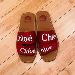 NWT Chloe Woody Burgundy Red Slides EU37/ US 7